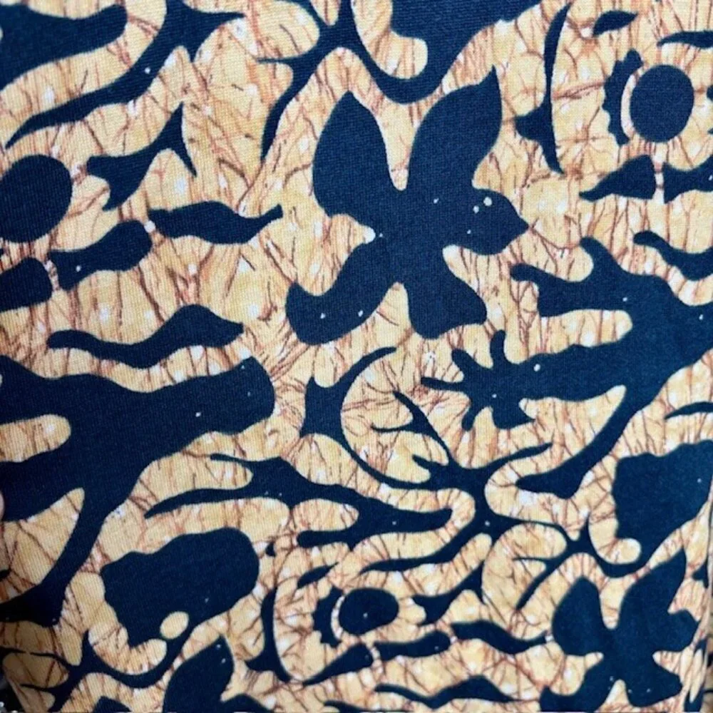 Diane Von Furstenberg A-Line Midi Dress Italy Vintage Batik - Black/Maize - 10